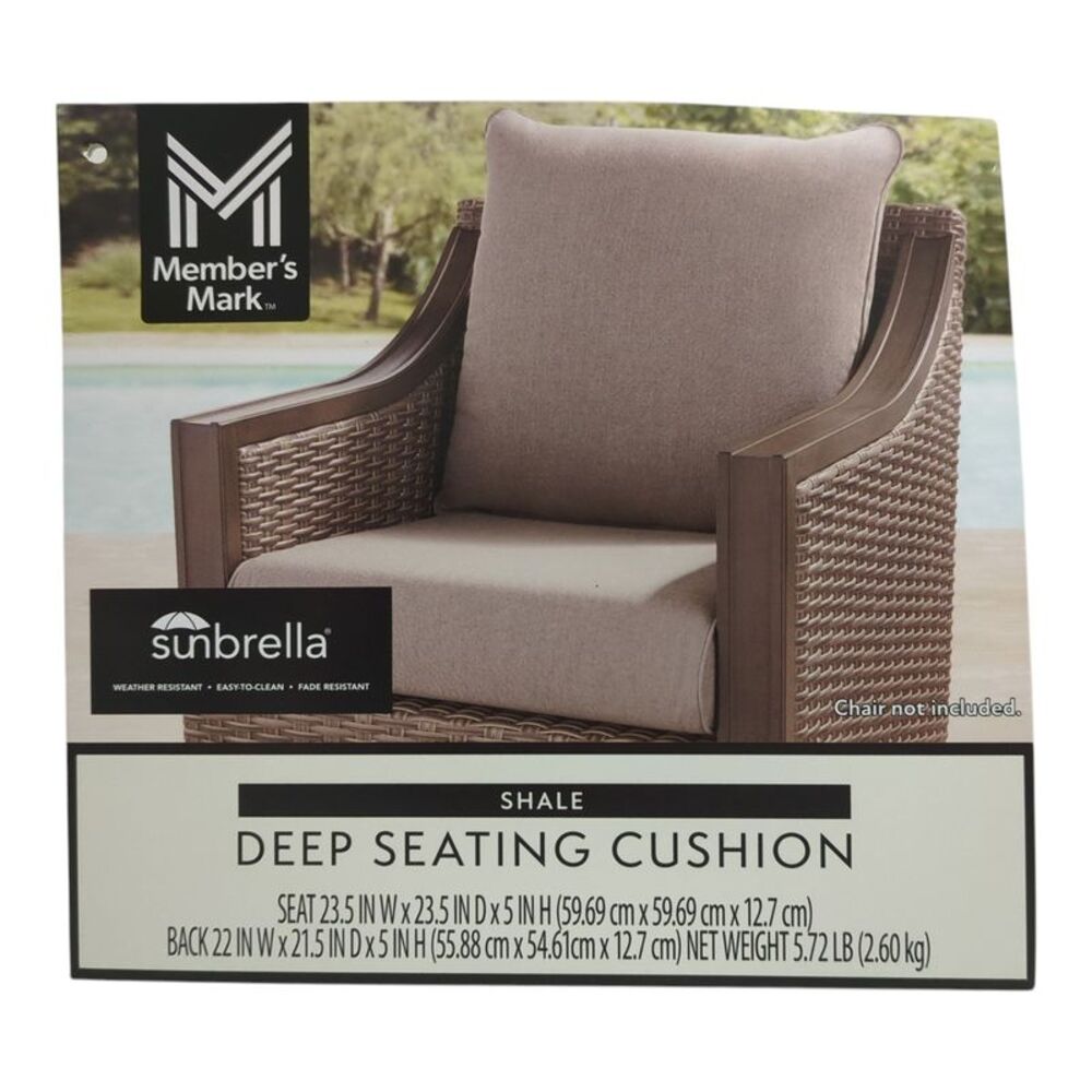 Member's Mark Deep Seating Cushion with Fade Resistant Sunbrella Fabric - Shale